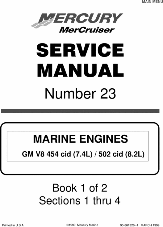 Product picture MECURY MERCRUISER GM V8 7.4L / 8.2L #23 SERVICE MANUAL