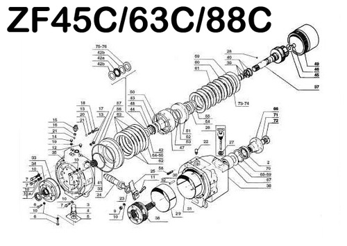Product picture ZF 45C 63C 88C MARINE TRANSMISSION REPAIR & PARTS MANUAL